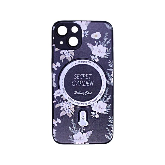 Funda Magnética Diseño Floral para Apple iPhone 14 Negro Funda Magnética Diseño Floral para Apple iPhone 14 Negro